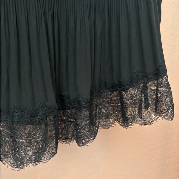 Chelsea28 Black Pleated Blouse with Lace Hem - Picture 2 of 5
